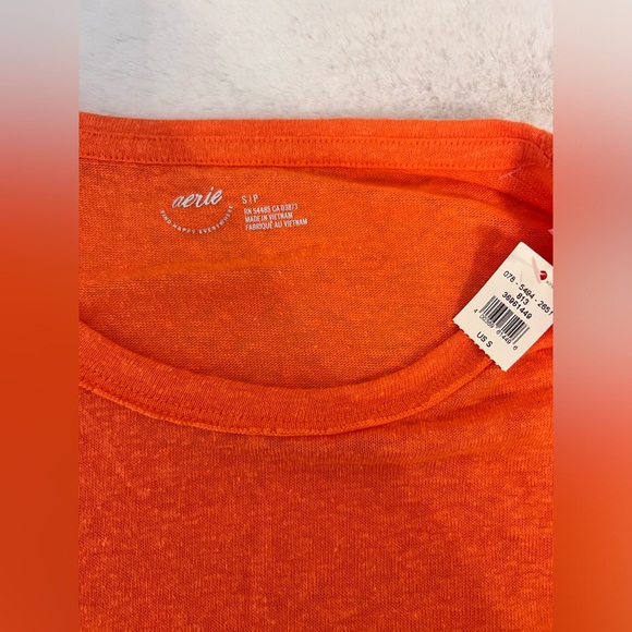 NWT: Aerie Lined Blend Oversize Short Sleeve Breezy Boyfriend T-shirt in Orange - Picture 5 of 8